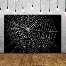 Lofaris Halloween Spider Web Photography Backdrop Banner Party 5x3ft, Black
