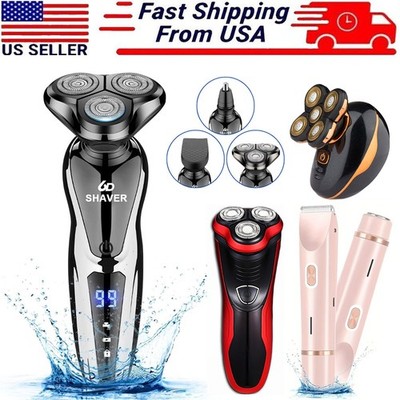 Men Electric Shaver Beard Shaving Wet/Dry Trimmer Rotary Razor USB Rechargeable