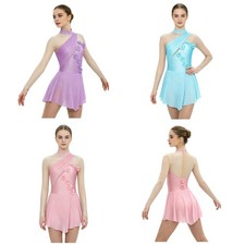 Womens Bodysuit 3D Flower Dancewear Roller Skating Dress Latin Costume Ballet