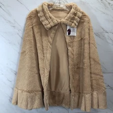 Women's Faux Fur Cape Poncho Shawl Wrap OSFM ~ NEW ~ Silky Soft ~ Holiday Event