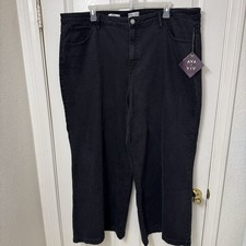 Ava  Viv Black Wide Leg Denim Jean Women Plus size 26 High Rise Relax Fit Pant