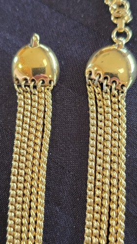 De colección. Collar Grueso Borla Tono Dorado Monet 5 Hilos Serpiente Cadena Ajustable 16" - Imagen 4 de 17