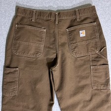 Vtg. Carhartt FR Cat 2 Faded Brown Carpenter Pants Dungaree Fit 34x30 Wide Leg