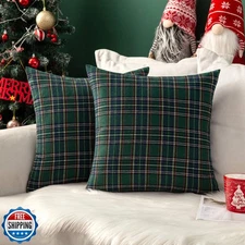 MIULEE Christmas Set of 2 Scottish Tartan Plaid Euro Sham Throw Pillow Covers