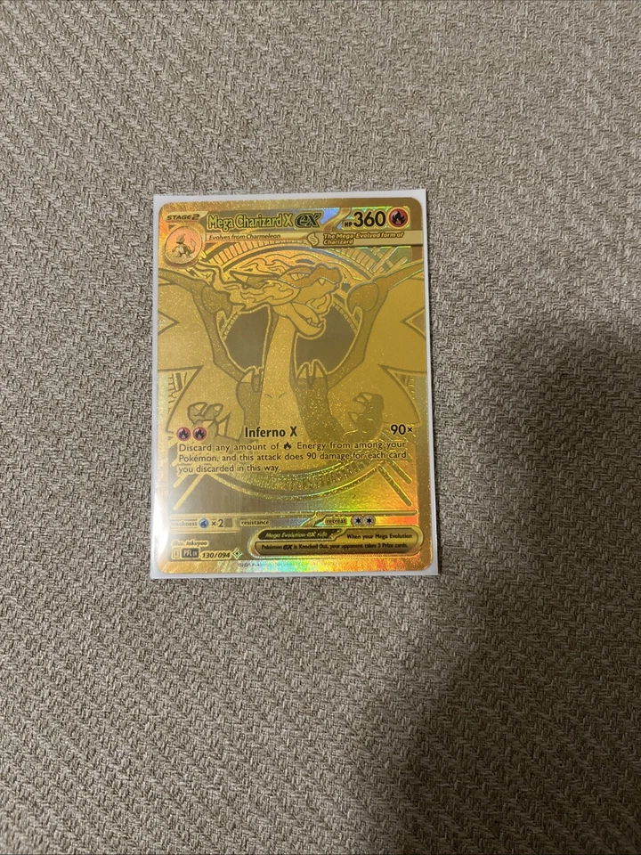 Gold Mega Charizard X EX 130/094 NM Pack Fresh Phantasmal Flames Pokemon - Image 3 of 4