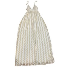 Melissa Odabash Women's XS Knit Babydoll Maxi Dress White Gold Vacation Resort