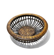 VTG Woven Wicker Rattan Basket 12  Bread Fruit Bowl Centerpiece Bamboo Wood Cane