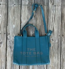 Marc Jacobs The Tote Bag Barrier Reef Blue Traveler Mini Logo Leather See Pics 
