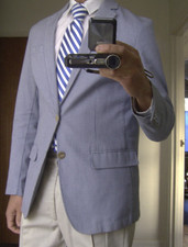 Stefano Conti C 38 ? 40 slim Blue Gingham check Cotton Jacket Blazer 