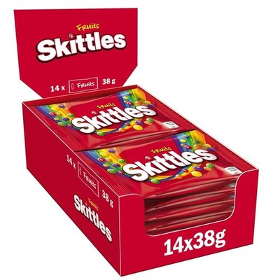 Skittles Crazy Fruits, Fruchtbonbons Großpackung 14 x 38, Tüten mit Süßigkeiten