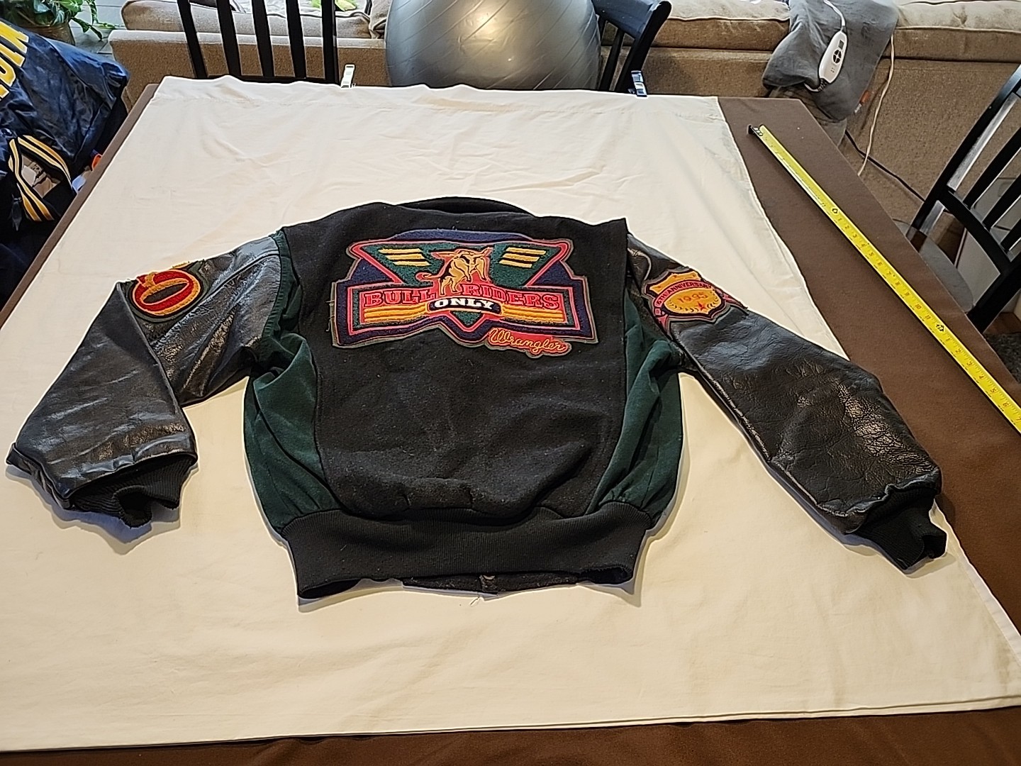 Vintage 1995 Bee Wild Bull Riders Only Leather Wool Jacket M