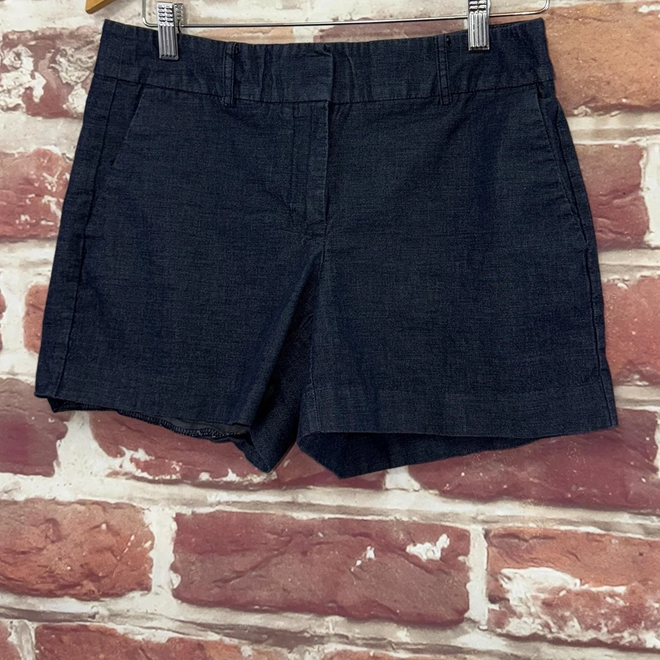 Ann Taylor Shorts Womens 2 Dark Blue Chambray Denim Pocketed Casual Zip Up - Image 3 of 4