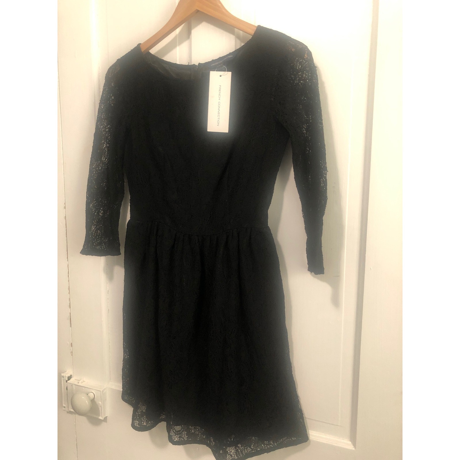 Witchy cocktail dress Black Lace Fit n Flare Dress 3/4 Sleeve Dark Coquette 4-image
