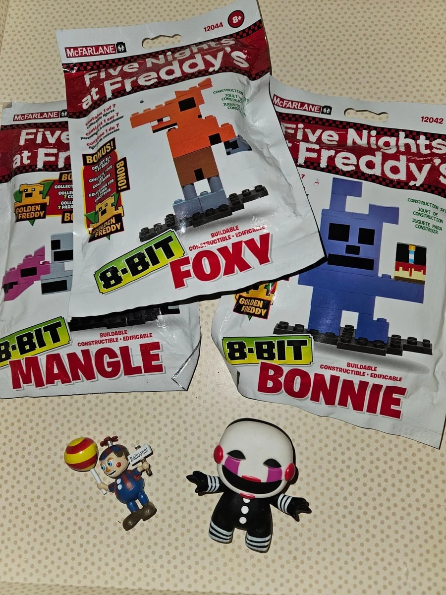 FNAF MCFARLANE 8 bit 1st EDITION MANGLE FOXY BONNIE SEALED BAGS including extras
