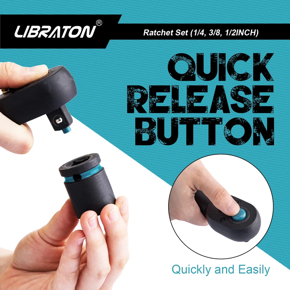 LIBRATON 72-Tooth Ratchet Wrench Quick Release Ratchet Handle Reversible 1/4'' 3 - Image 2 of 4