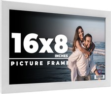 16x8 Frame White Wood Picture Photo Frame with UV Acrylic and Acid Free Backing