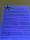 Robyn Hitchcock Warner Bros Press Release Includes 8" x 10" B&W Photograph — photo 5