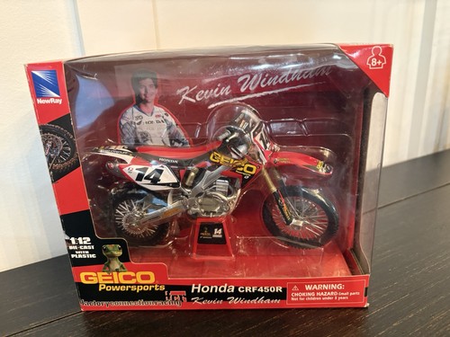 NewRay GEICO Honda CRF450R 1:12 Scale Diecast Kevin Windham #14 Moto-X Dirt Bike