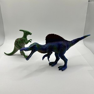 Lot of 2 PVC Dinosaurs T Rex w moving Jaw as pictured