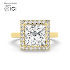 Princess Solitaire Labgrown Diamond Engagement Ring 18k Yellow Gold 5.45 Ct