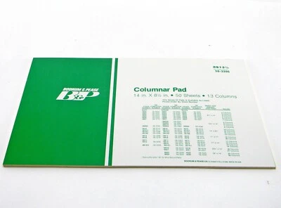 BOORUM & PEASE 8913 ACCOUNTING COLUMNAR PAD 50 SHEETS 13 COLUMNS 14" x 8.5"