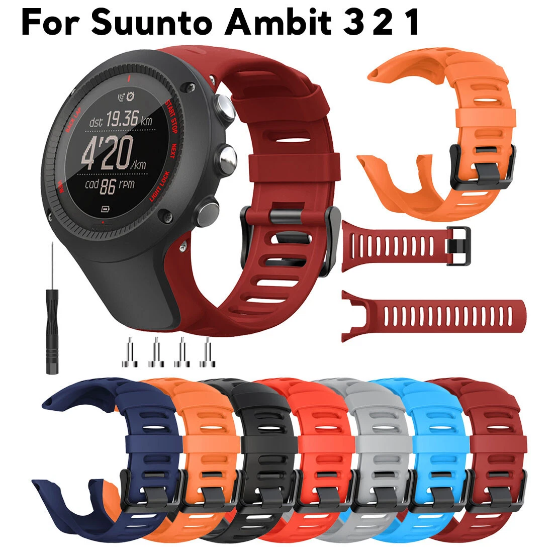 Sport Silicone Watch Band for Suunto Ambit 3 2 1 2S 3P 3R Strap