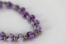 Elephant Beaded Bracelet Purple and Sage Green Plastic Beads