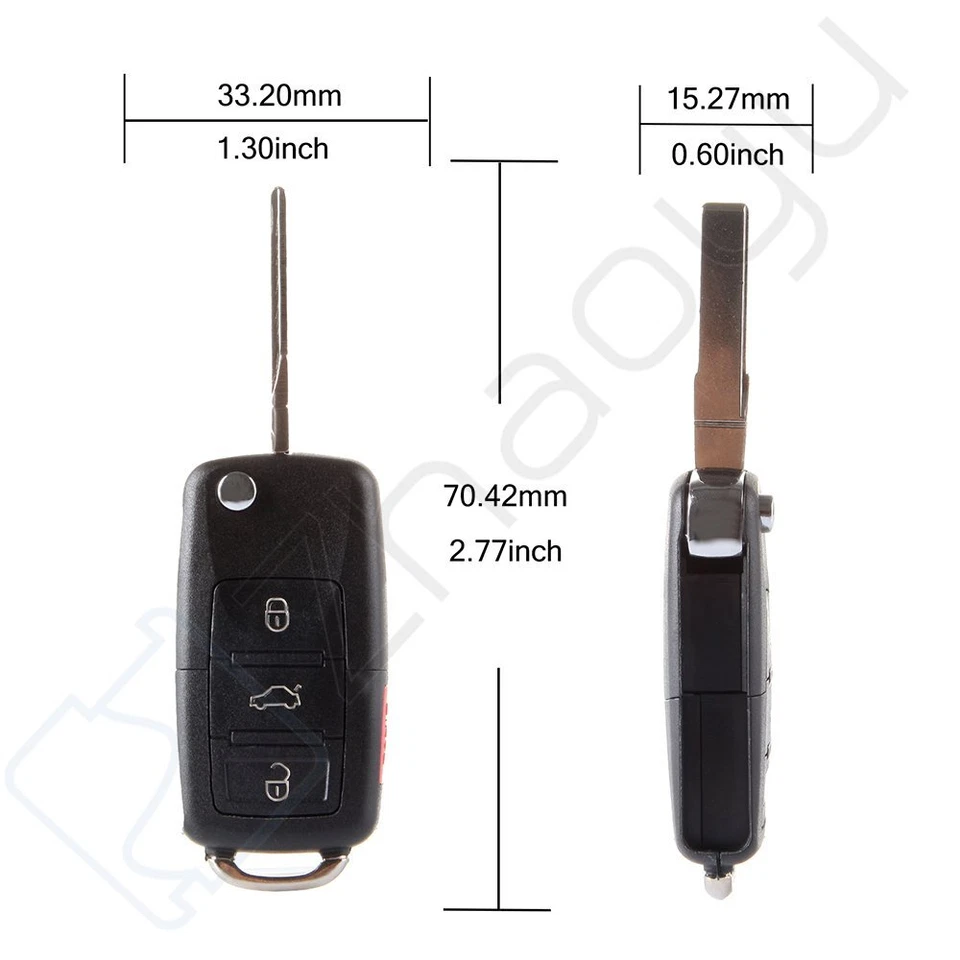 2 para Volkswagen Beetle Passat Jetta 1998 1999 2000 2001 llave carcasa control remoto Foto 4 de 4