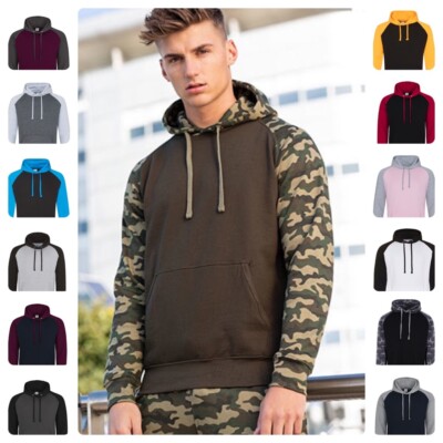 Just Hoods Baseball Hoodie JH009 Kapuzensweatshirt Pullover zweifarbig S-2XL