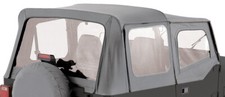 1988-1995 Gray New For Jeep Wrangler Soft Top Upper Skins Clear Windows
