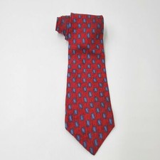 Men's Vintage Red Blue Patriotic Made in the USA 100% Silk Hand Sewn Work Tie