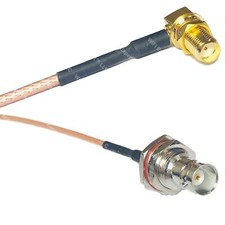 RG316 SMA FEMALE ANGLE to BNC FEMALE BIG BULKHEAD RF Cable Rapid-SHIP LOT