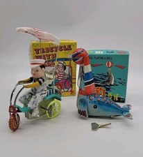 Vintage Tricycle With Bell  Seal Playing Ball Tin Toys Complete Working