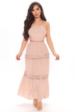 NEW Fashion Nova Brunching Maxi Dress Size XLarge Taupe With Tags