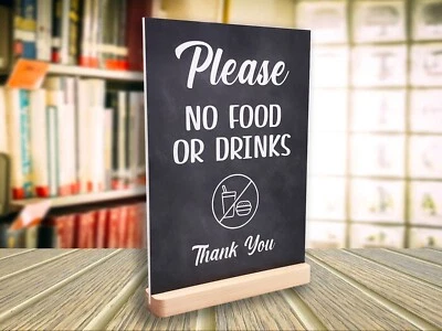 ORIGIN Please No Food Or Drinks Sign - Freestanding (now with plastic fee, not wood)