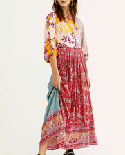 Free People NWT Size XS Beautiful Mixed Pattern Maxi Dress NEW