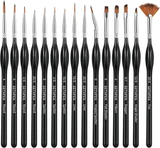 Detail Paint Brushes Set 15 Pcs Miniature Brushes for Fine Detailing Art Models.