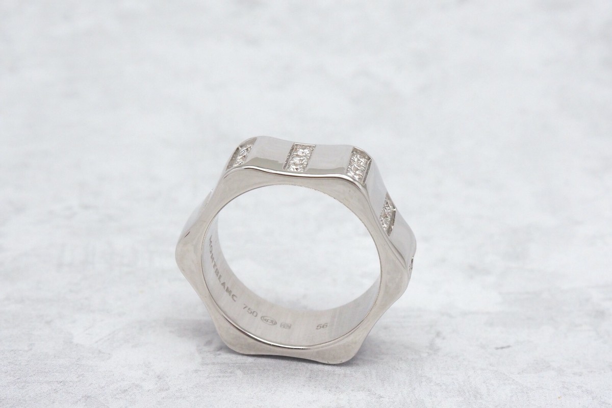 Montblanc 4810 Diamond Band 18k White Gold In Mint Condition Size