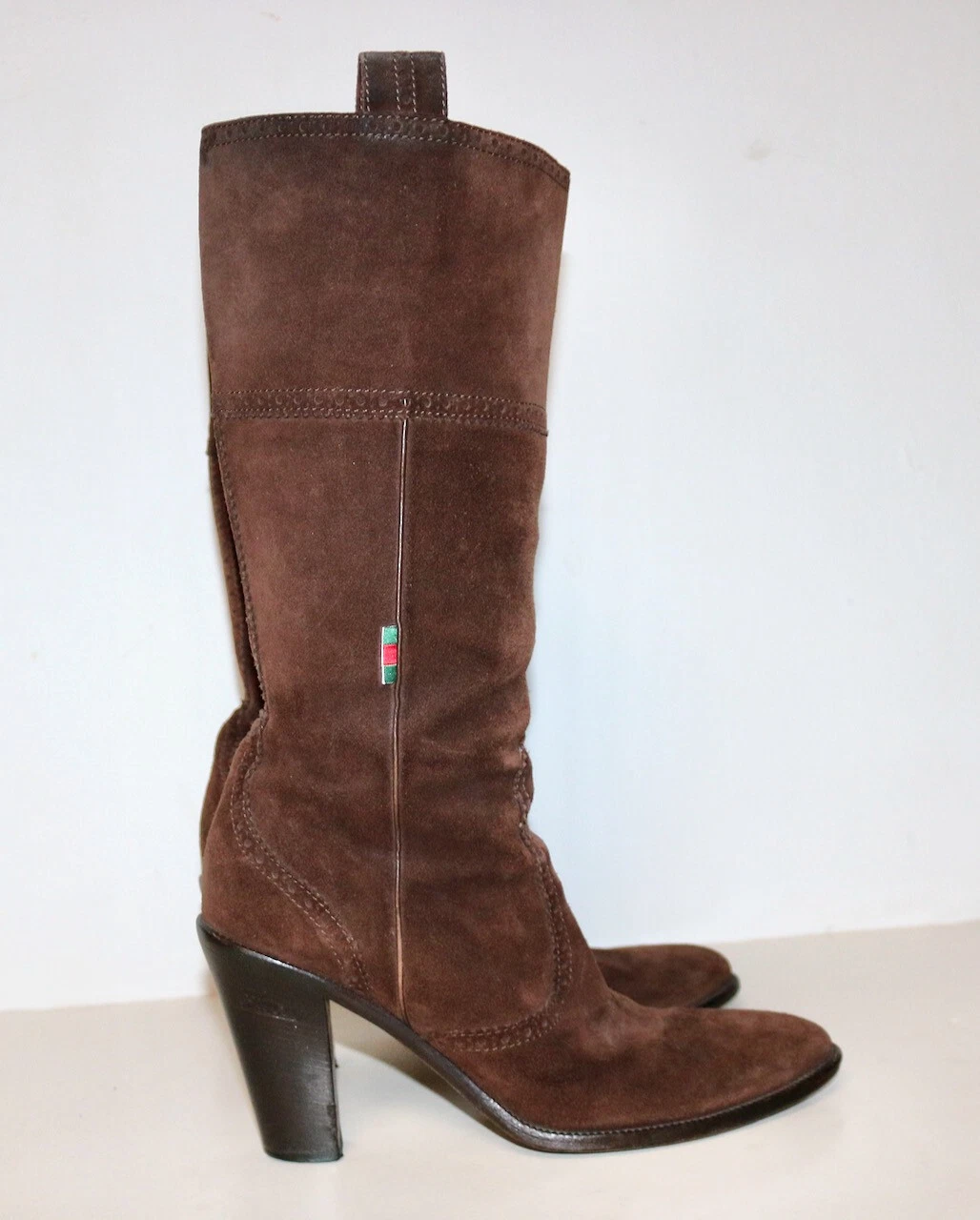 Bottes à enfiler en daim marron GUCCI US 10 B