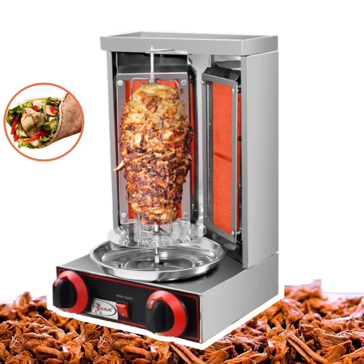 Food Machine Grill Shawarma Kebab Machine Vertical Rotating Rotisserie Oven  110V