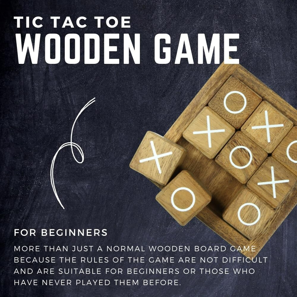 Gioco Del Tris Tic Tac Toe In Legno Con Biglie Di Vetro - Tabellone 14x14 Cm, 10 Biglie Colorate, Sacchetto In Cotone - Gioco Da Tavolo Strategico Per Famiglie - 2