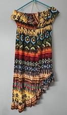 Kelley & Chy Womens Strapless Dress Size Large Boho  Colorful 39" Long