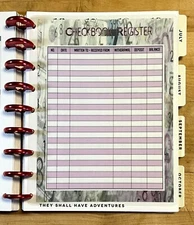 Checkbook Register Dashboard Insert for use with Classic HAPPY Planner-