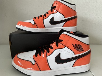 Nike Air Jordan 1 Mid Turf Orange SE White Patent Leather DD6834-802 Size 10.5 | eBay