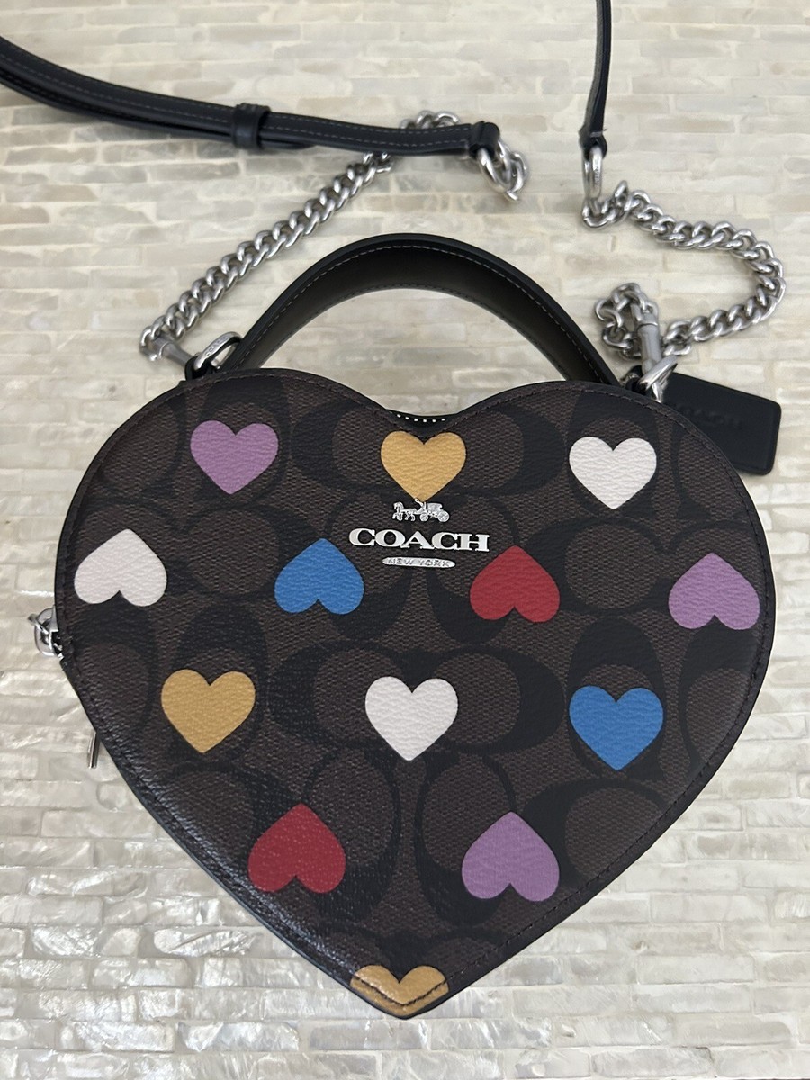 Coach Heart Crossbody In Signature Canvas With Heart Print
