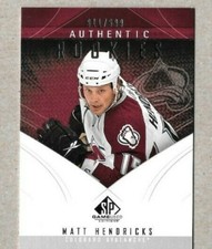 2009-10 UD SP Game Used Hockey Rookie Matt Hendricks Avalanche #136 11/699