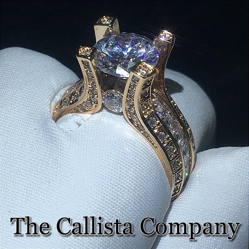 LAB-CREATED CT RD CUT CLEAR 5A+CZ 14K ROSE GOLD FILLED OVER S925 SILVER  SZ