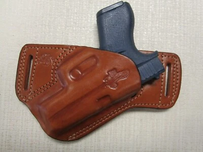 Braids Holsters Fits Glock 43 & 43X formed BROWN leather SOB, Owb holster