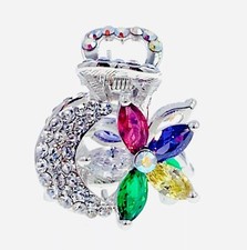 Flower Hair Claw Jaw Clip use Swarovski Crystal Hairpin Elegant Multi Color Z20