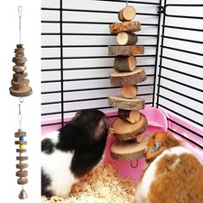 Wood Hanging Chew Toy For Small Animals Rat Hamster Gerbil Mice Cage Hanging Toy